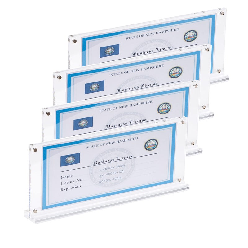 IEEK 4 Pack of Acrylic Business License Frame for 4x9 Business License Certificate Desk/Table Top Display Clear Certificate Holder Panoramic Photograph Picture Frame 4x10 Inch - Image 1
